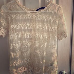 Zara off white lace top